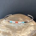 Navajo Multi-Color Bracelet | Sugilite Turquoise Coral | Sterling Silver | Authentic Native American Handmade | 13118
