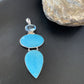 Navajo Blue Topaz Turquoise Multi-Stone Pendant | Authentic Native American Sterling Silver | 3.5" | 12023