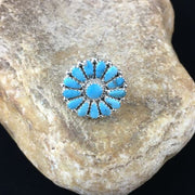 Navajo Blue Kingman Turquoise Cluster Ring | Authentic Native American Sterling Silver | Multi-Stone | Sz 7 | 10112