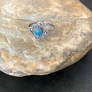 Southwestern Old Pawn Navajo Blue Turquoise Ring | Sterling Silver | Sz 7 | 10875