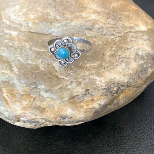 Southwestern Old Pawn Navajo Blue Turquoise Ring | Sterling Silver | Sz 7 | 10875