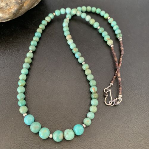 Navajo Royston Green Turquoise Shell Heishi Necklace | Sterling Silver | 23" | Authentic Native American Handmade | 10918