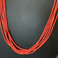 Red Stabilized Coral Heishi Necklace | 5-Strands | Sterling Silver | 20" | Authentic Native American Handmade | 00761