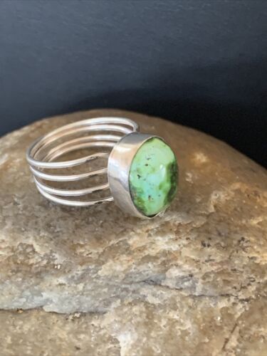 Adjustable Navajo Green Sonoran Turquoise Ring | Sterling Silver | Sz 6 | 02078