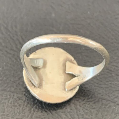 Navajo Blue Turquoise Coral Inlay Ring | Sz 7.5 | Authentic Native American Handmade | 11204