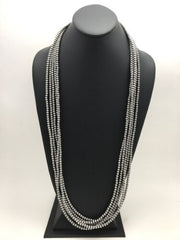 Southwestern Navajo Pearls Bead Necklace | 4mm 5-Strand Sterling Silver | 21" | 1053