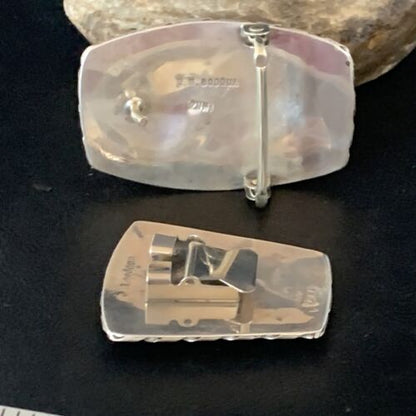 Zuni Bolo Tie Belt Buckle Ranger Set | Turquoise Mother of Pearl Coral | Sterling Silver | Native American Handmade | 14123