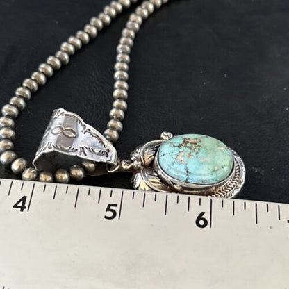 Navajo Blue Golden Hills Pendant Necklace | Sterling Silver | Authentic Native American Handmade | 14623