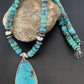 Navajo Pearls Spiderweb Beads Turquoise Necklace Pendant | Sterling Silver | Authentic Native American Handmade | 10239