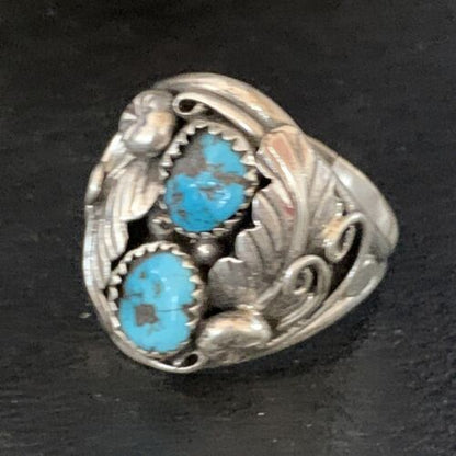 Navajo Kingman Turquoise Multi-Stone Ring | Authentic Native American Sterling Silver | Sz 11.5 | 14127