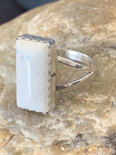 Navajo White Buffalo Turquoise Ring | Sterling Silver | Sz 10.5 | Authentic Native American Handmade | 1083