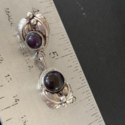 Native American Navajo Purple Sugilite Dangle Earrings | Sterling Silver | Handmade | 1592