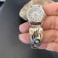 Women's Bear Paw Navajo Sterling Silver Watch Tips with Blue Turquoise Band | Authentic Native American Jewelry | 2095