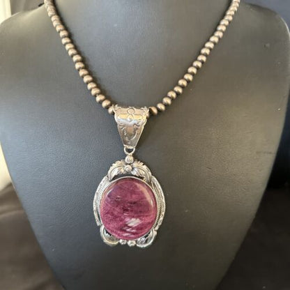 Navajo Purple Spiny Oyster Necklace Pendant | Sterling Silver | Authentic Native American Handmade | 14660