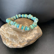 Men's Women's Stretch Bracelet | Blue Green Turquoise Stone | 7" | 11823