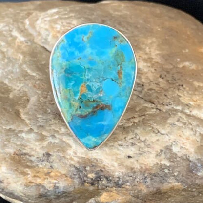 Navajo Blue Kingman Turquoise Ring | Sterling Silver | Sz 8 | Authentic Native American Handmade | 12791