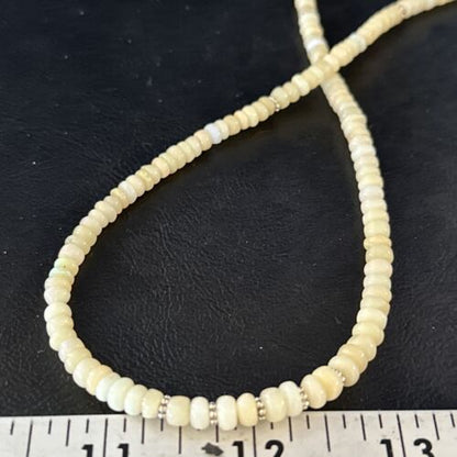 Native American White Opal Necklace | Sterling Silver | Navajo Handmade | 19" | 14533