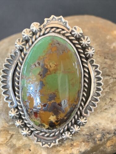 Native American Women's Navajo Green Turquoise Ring | Sterling Silver | Sz 6.5 | 10225