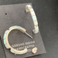 Navajo White Opal Inlay Hoop Earrings | Sterling Silver | 1" | Authentic Native American Handmade | 12128