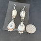 Navajo White Buffalo Turquoise Dangle Earrings | Sterling Silver | 2.5" | Authentic Native American Handmade | 14801