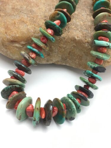 Navajo Green Turquoise Necklace | Sterling Silver | Authentic Native American | 28" Graduated | 3070