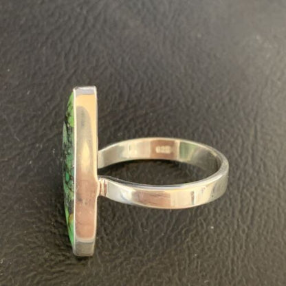 Navajo Green Mojave Turquoise Ring | Sterling Silver | Sz 7 | Authentic Native American Handmade | 14043