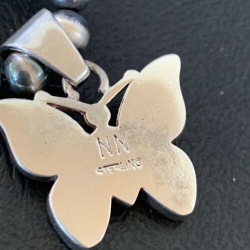 Opal Inlay Butterfly Pendant | Navajo Sterling Silver | Coral & Turquoise | 21" | 12582