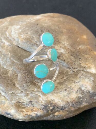 Navajo Blue Kingman Turquoise Multi-Stone Ring | Authentic Native American Sterling Silver | Sz 6 | 12458