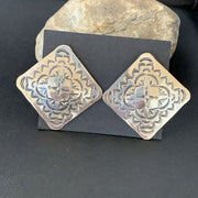 Navajo Sterling Silver Stamped Earrings | Authentic Native American Handmade | 1666
