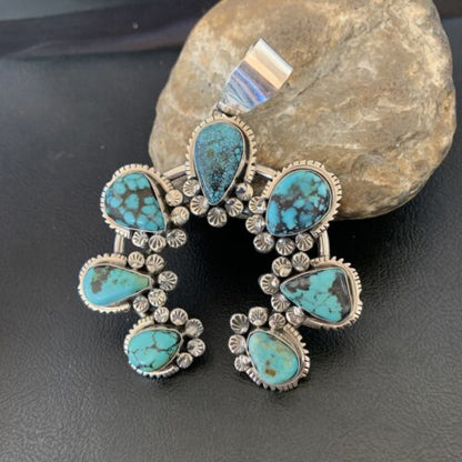 Navajo Spiderweb Turquoise Naja Pendant | Sterling Silver | Authentic Native American Handmade | 02225