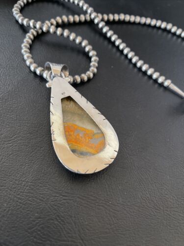 Navajo Pearls Sterling Silver Bumblebee Jasper Pendant Necklace | 18" | Handmade Jewelry | 10553