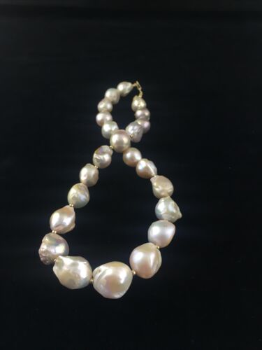 Native American Baroque Pearl Bead Necklace | Sterling Silver | 18" | 10007