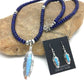 Native American Lapis Opal Pendant Necklace & Earring Set | Sterling Silver | 21" | Navajo Handmade