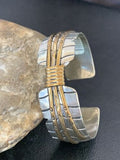 Navajo Sterling Silver Gold Filled Cuff Bracelet | Authentic Native American Handmade | 1577
