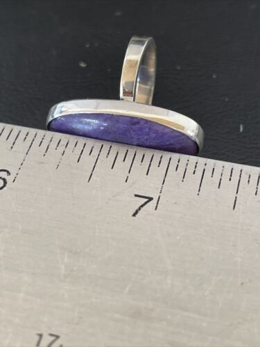 Navajo Women's Oval Purple Charoite Ring | Sterling Silver | Sz 8 Adjustable | Authentic Native American Handmade | 10566