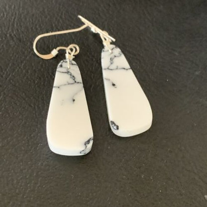 Navajo White Buffalo Turquoise Dangle Earrings | Sterling Silver | 1.25" | Authentic Native American Handmade | 12840