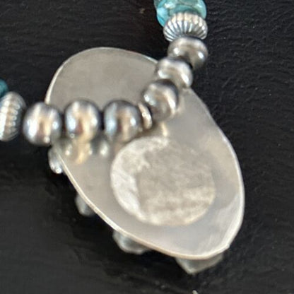 Navajo Multi-Color Blue Turquoise Coral Necklace Pendant | Authentic Native American Sterling Silver | Naja | 14371 - Masha USA
