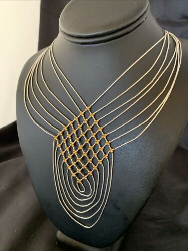 Gold Filled Liquid Silver Heishi Necklace | 7 Strand Sterling Silver Tube | 18" | 12632