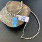 Blue Opal Inlay Necklace Pendant | Navajo Pearls | Sterling Silver | Authentic Native American Handmade | 2835