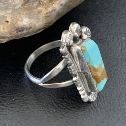 Native American Men's Sterling Silver Blue Turquoise #8 Ring | Sz 9.5 | 02169