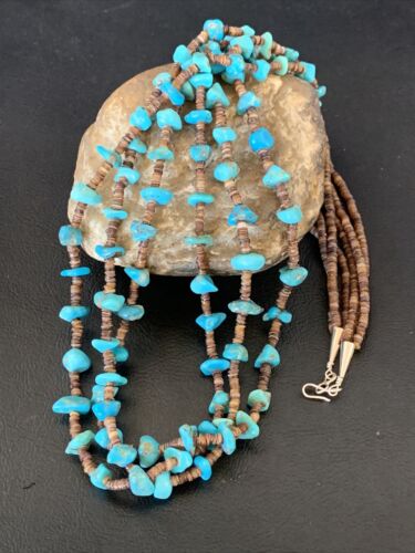 Santo Domingo Spiny Blue Kingman Turquoise Shell Necklace | 3-Strand | 29" | 13061
