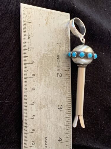 Navajo Blue Turquoise Naja Pendant | Sterling Silver | Authentic Native American Handmade | 01155