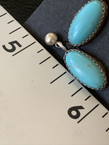 Blue Turquoise Dangle Post Earrings | Sterling Silver | 0.50" | 12713