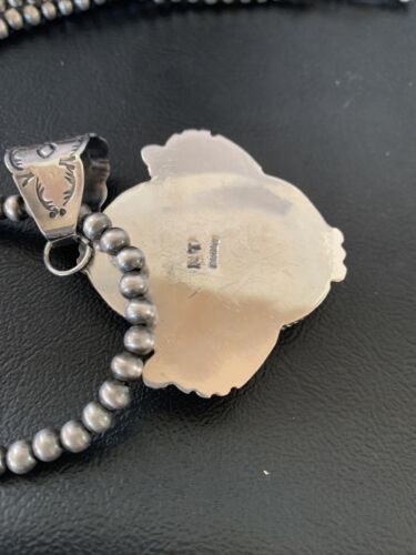 Navajo Denim Lapis Necklace with Pendant | Sterling Silver | Authentic Native American Handmade | 12442