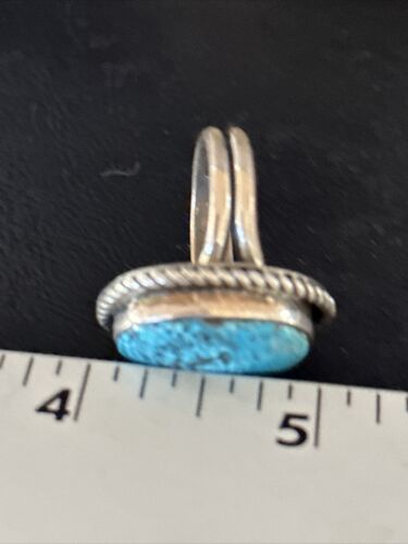 Navajo Blue Spiderweb Turquoise Ring | Sterling Silver | Sz 8 | Authentic Native American Handmade | 14697