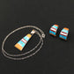 Navajo Multi-Stone Inlay Pendant Necklace & Earrings Set | Sterling Silver | Authentic Native American Handmade | 4741
