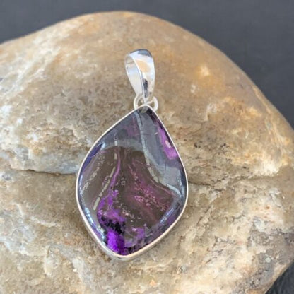 Navajo Purple Sugilite Pendant | Sterling Silver Pearls | 1.50" | Authentic Native American Handmade | 10928