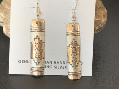 Navajo Stamped Sterling Silver Earrings Set | Authentic Native American Handmade | 11624