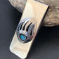 Navajo Handmade Turquoise Bear Paw Money Clip | Sterling Silver | Authentic Native American | 1568