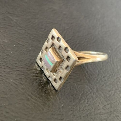 Navajo Blue Turquoise Sugilite Inlay Ring | Sz 5.5 | Sterling Silver | Authentic Native American Handmade | 11285